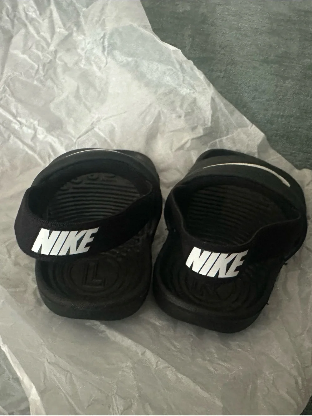 Nike Black Slide Sandals with White Swoosh for Kids